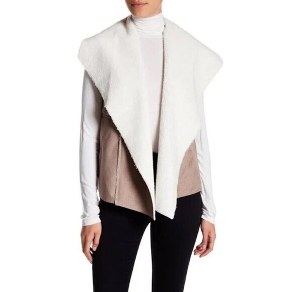 Susina Size XS Microsuede Faux Shearling Vest Vegan Open Front Warm Cozy Boho - Picture 1 of 9